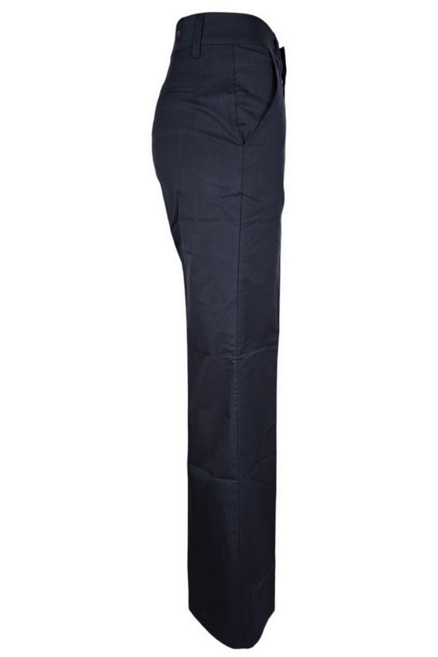 pantalone donna a zampa in tela vela blu 