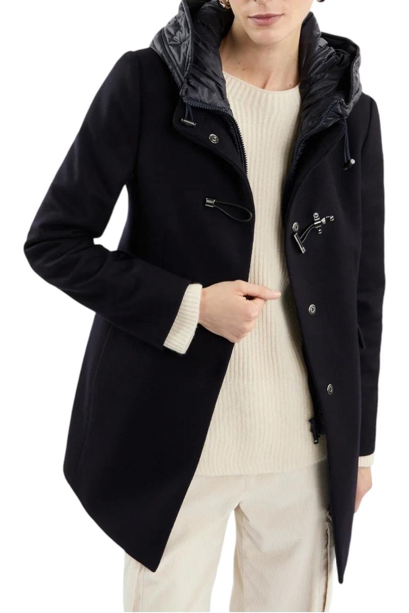 cappotto donna toggle coat blu in panno misto lana 