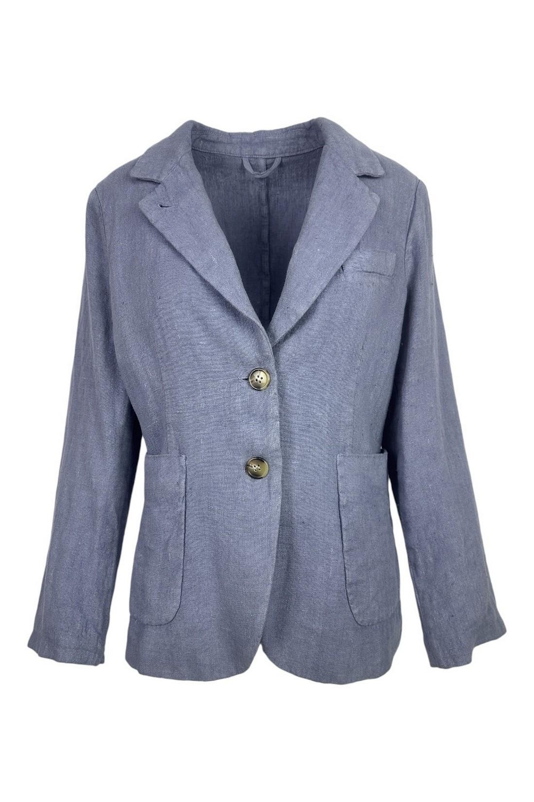 giacca donna corta in lino azzurro 