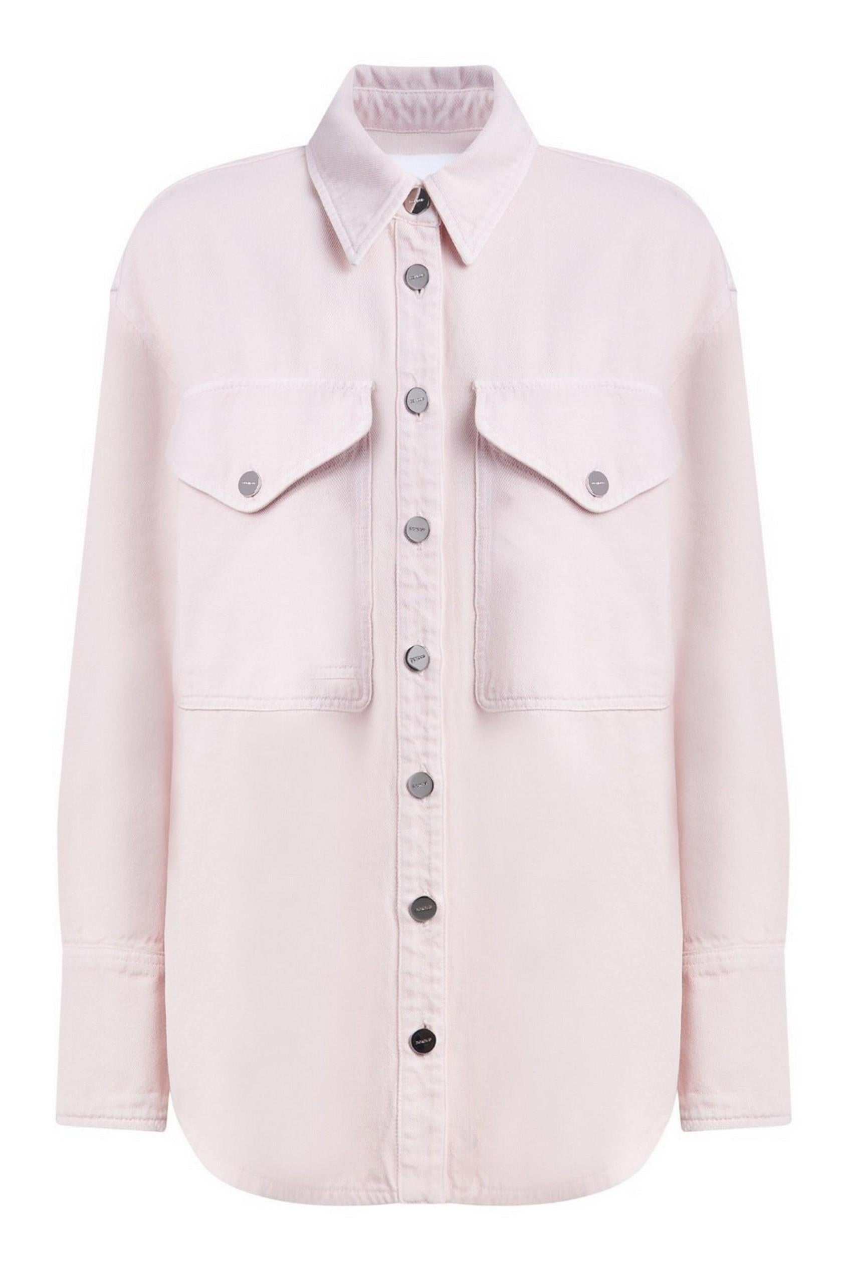 giacca camicia donna in denim rosa 