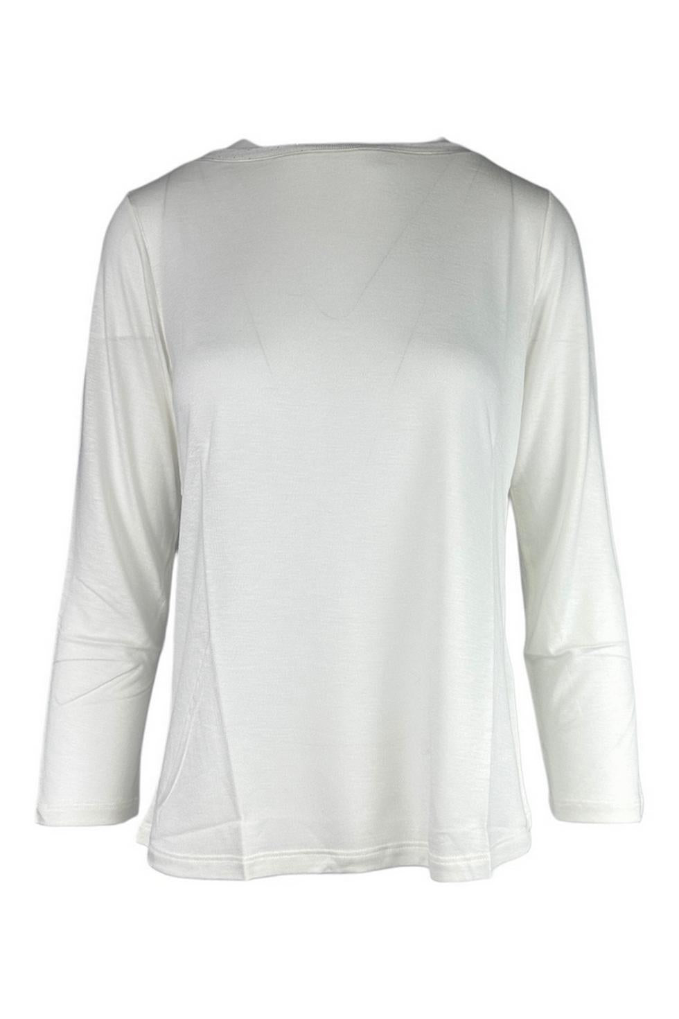 t-shirt donna manica 3/4 dettagli lurex bianco 