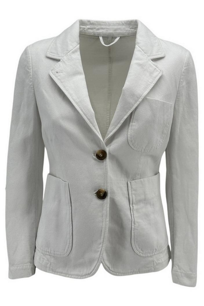 Giacca donna in canvas bianco monopetto 