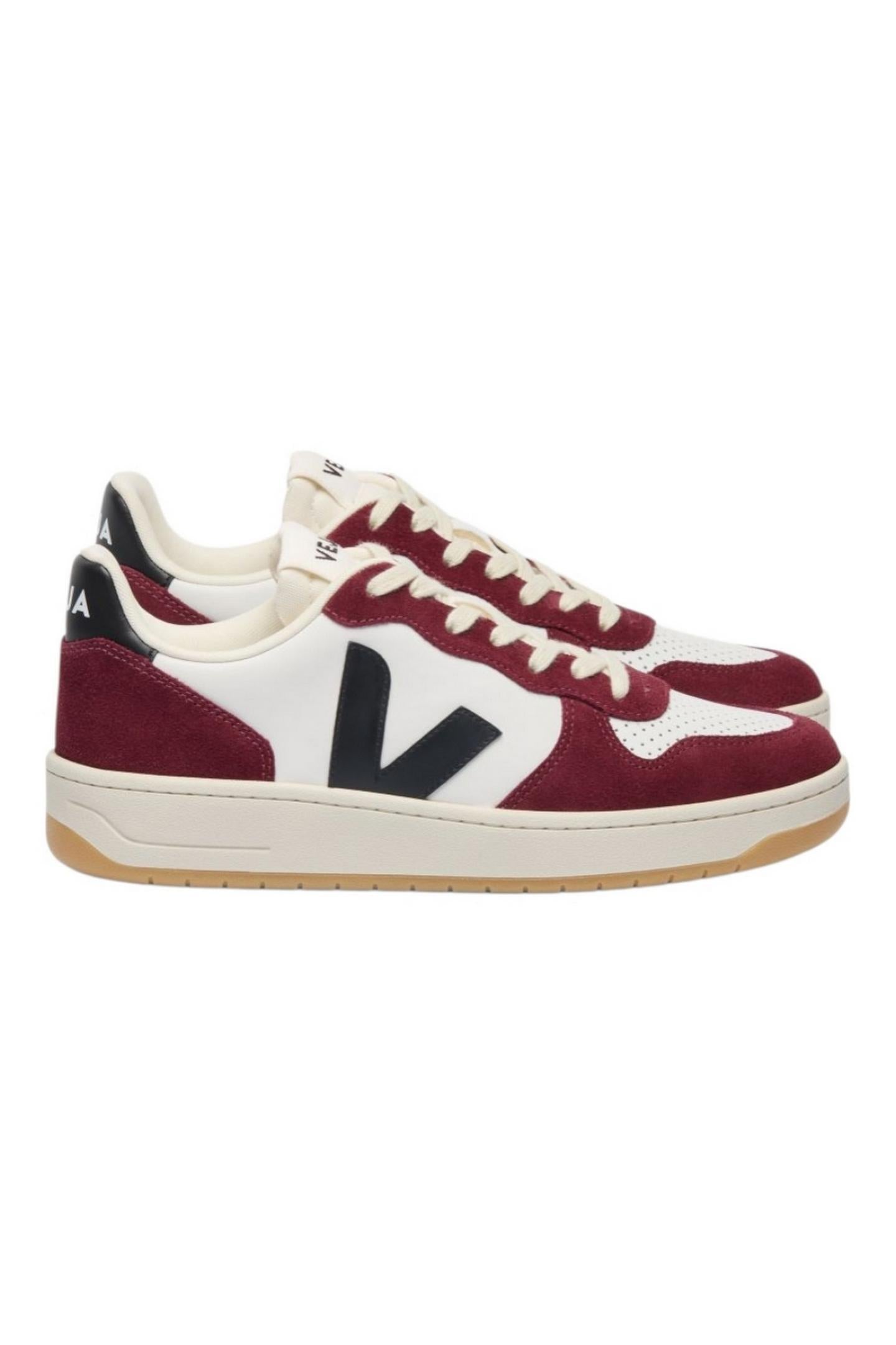 sneakers donna v-10 prime bianco e bordeaux 
