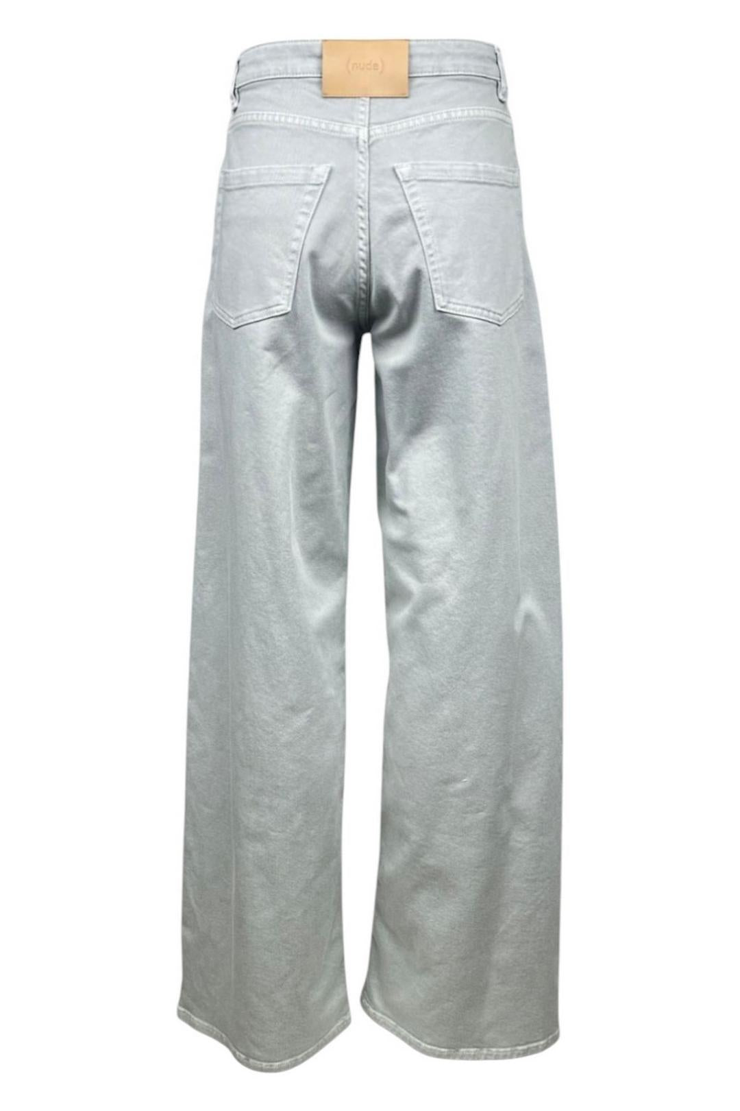 pantalone donna largo in bull denim grigio 