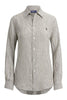 Ralph Lauren Leinen-Oversize-Damenhemd gestreift braun und weiß