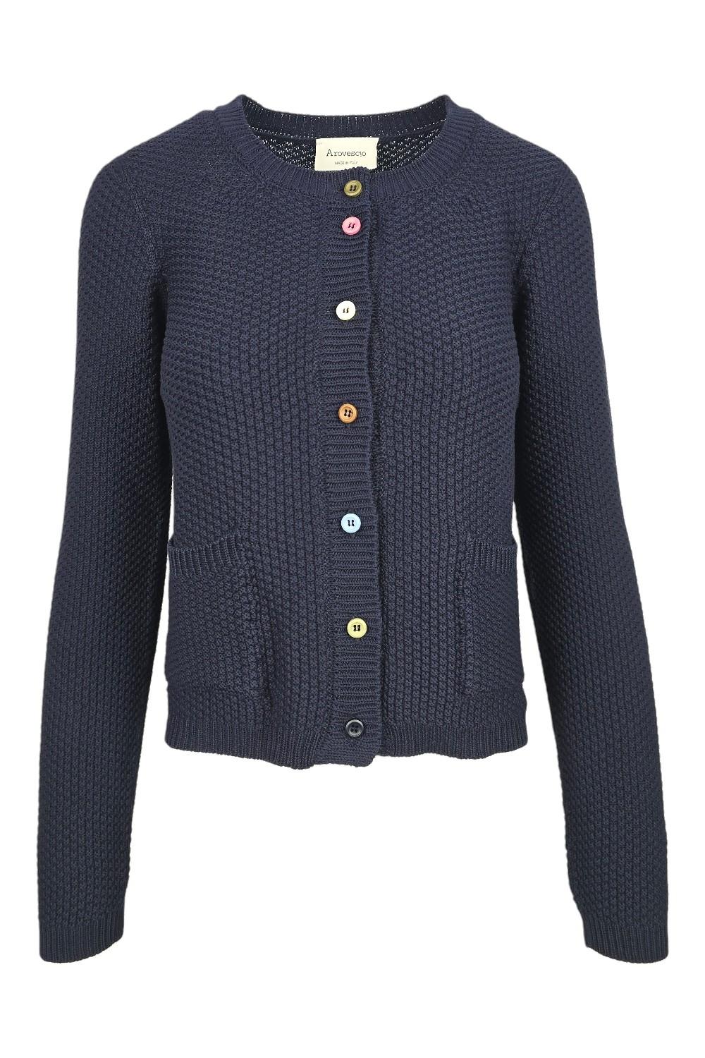 cardigan donna grana di riso blu 