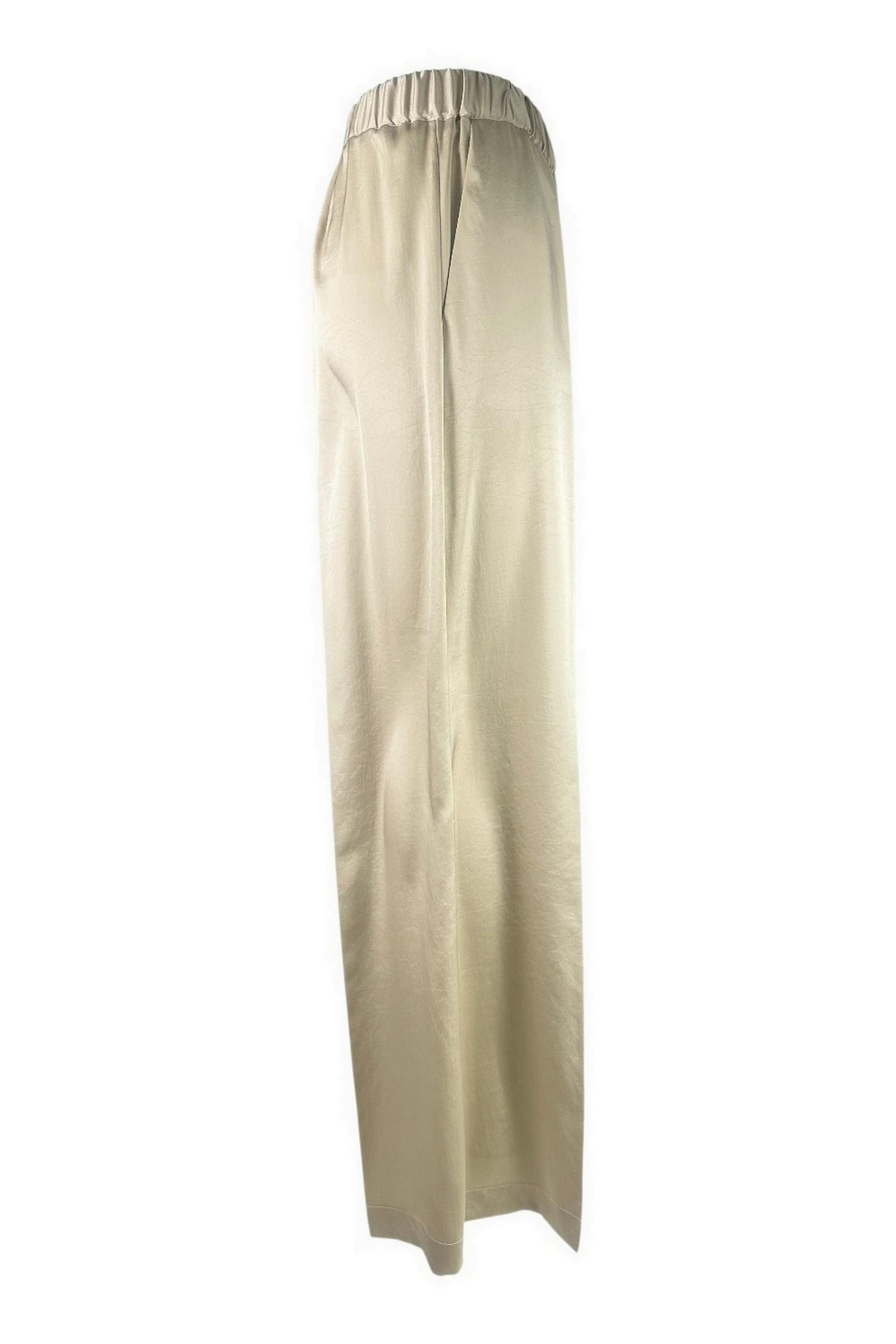 pantalone donna in poliestere beige 