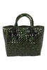 Vetra Studio women's small green woven leather shopping bag