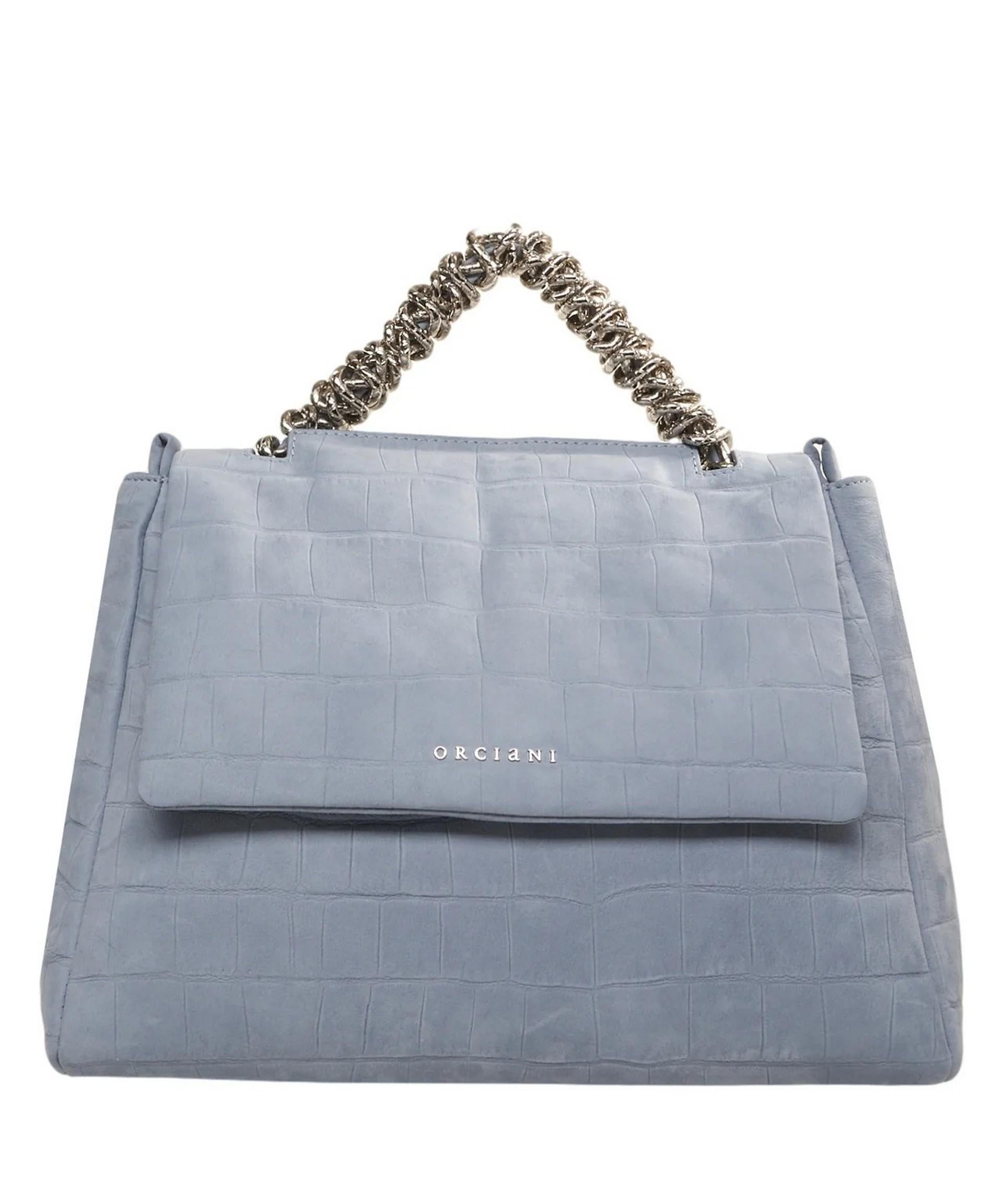 Borsa Sveva Twilight Mid in nabuk stampa cocco azzurro 