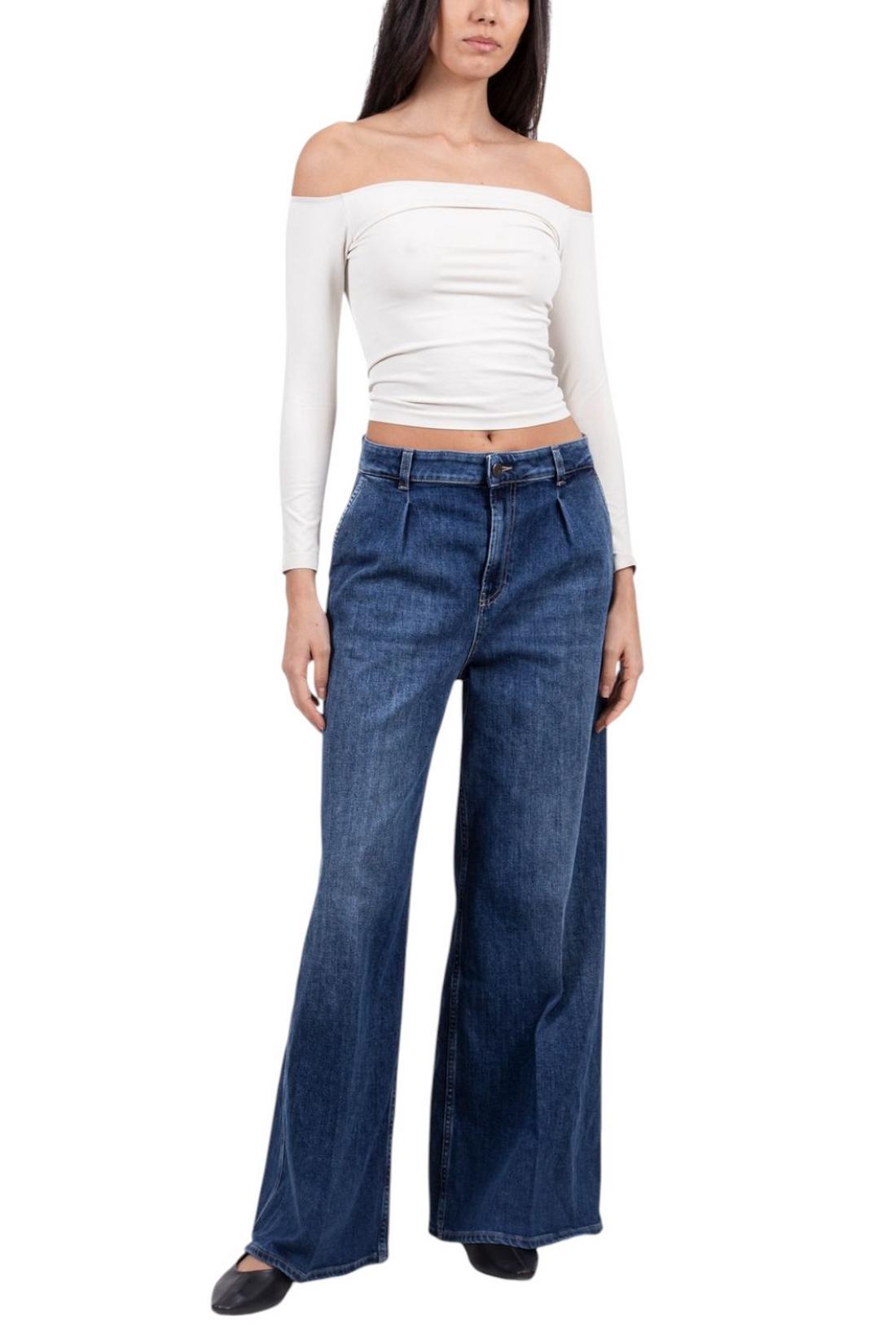 jeans donna largo con pinces 