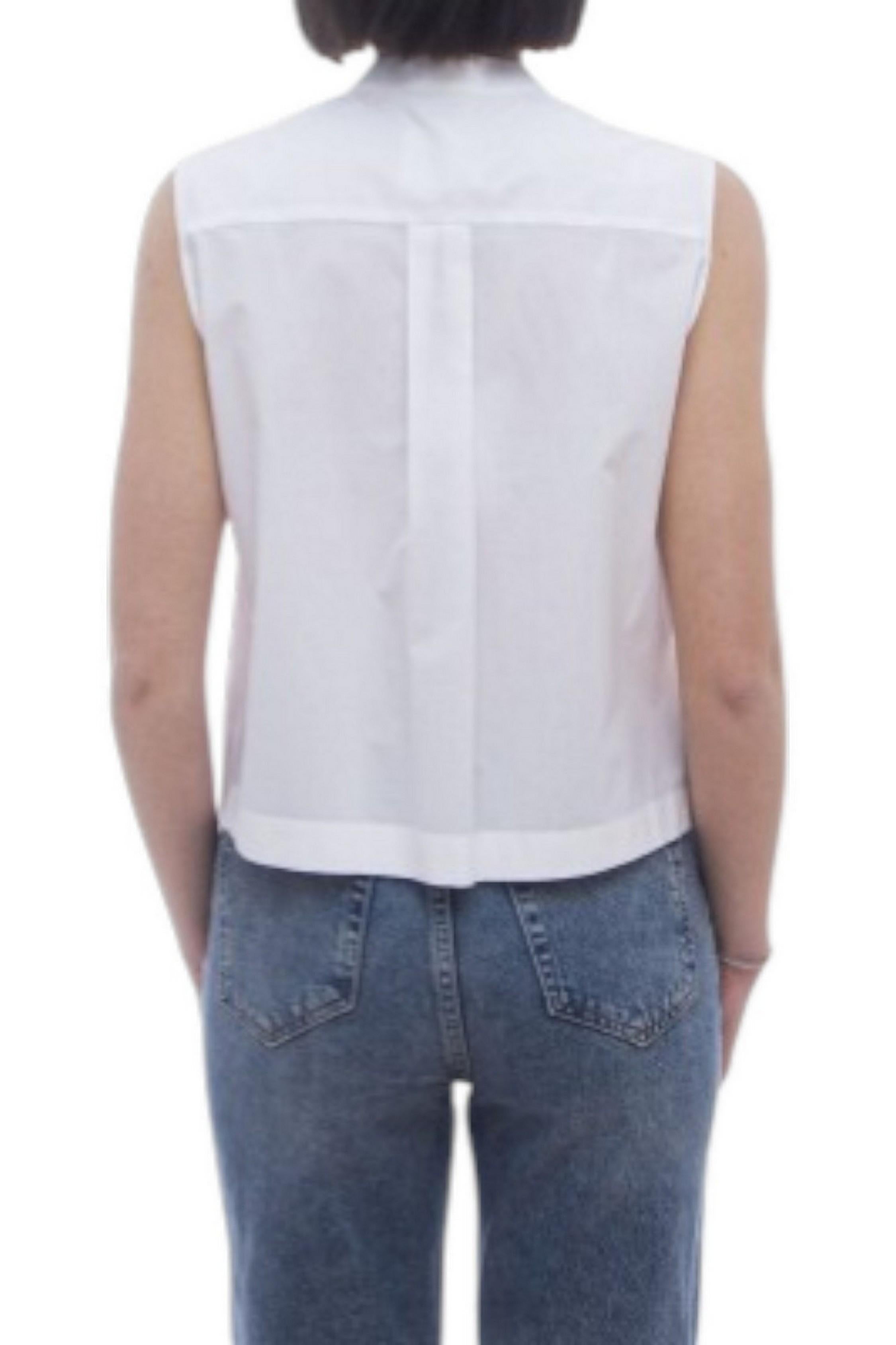 camicia donna senza maniche bianco 