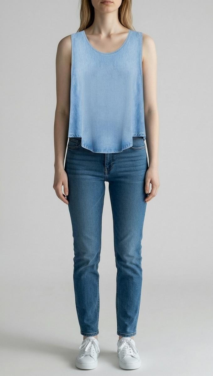top donna in denim azzurro 