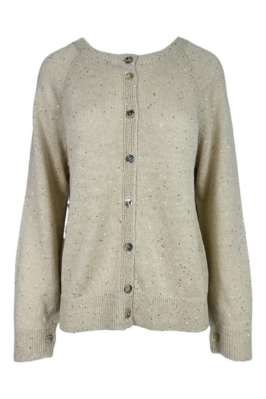 cardigan donna con paillettes sabbia 