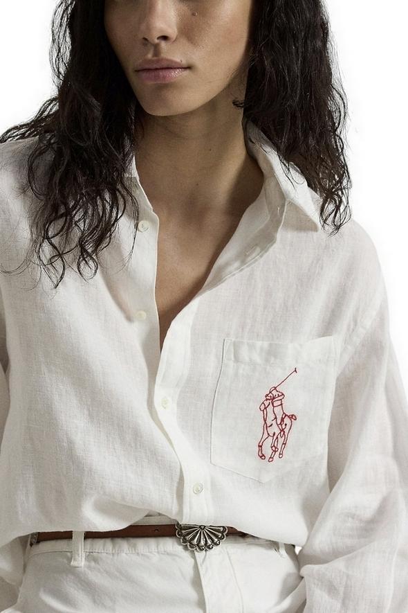 camicia donna con big pony bianco 