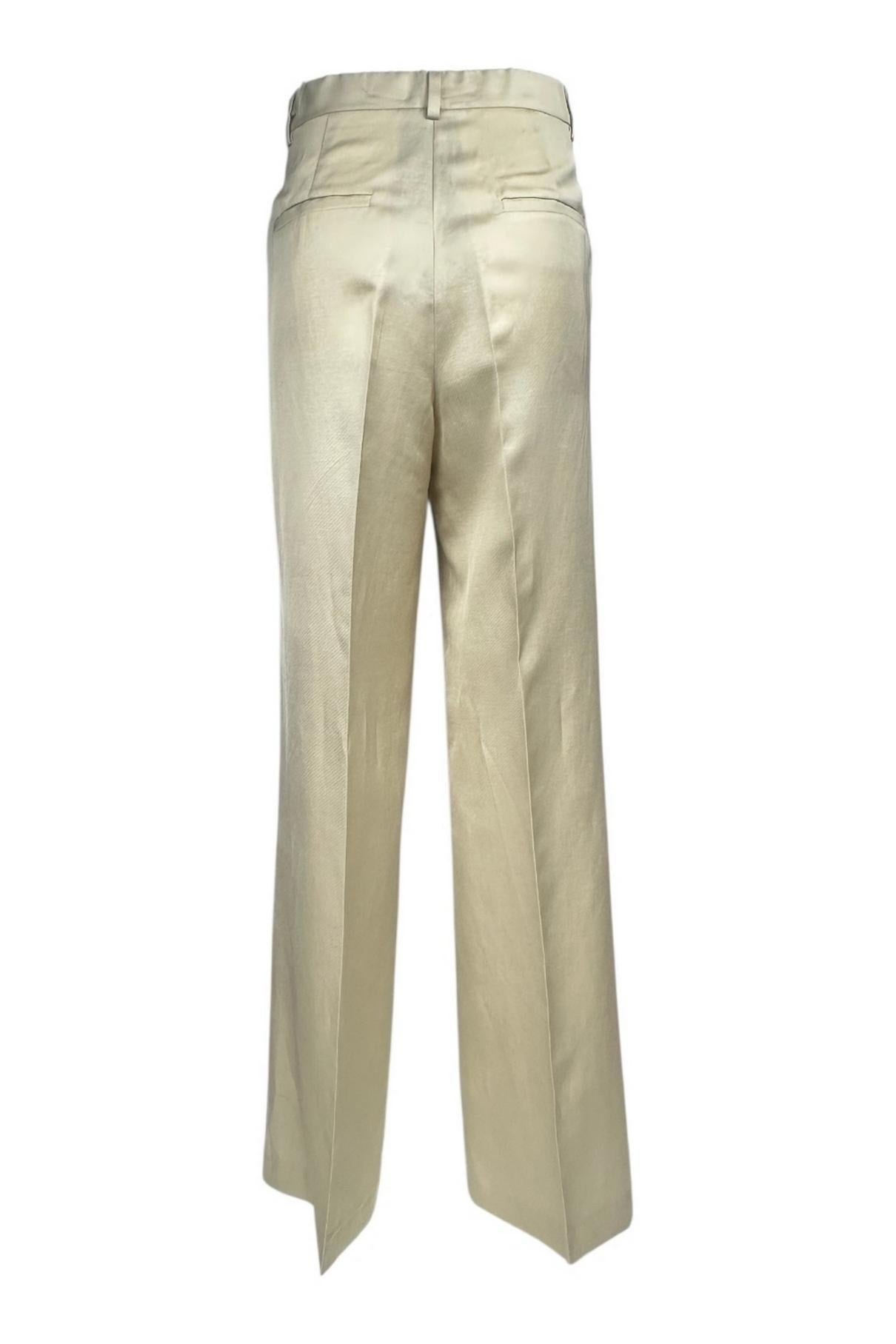 pantalone donna con pinces avorio 