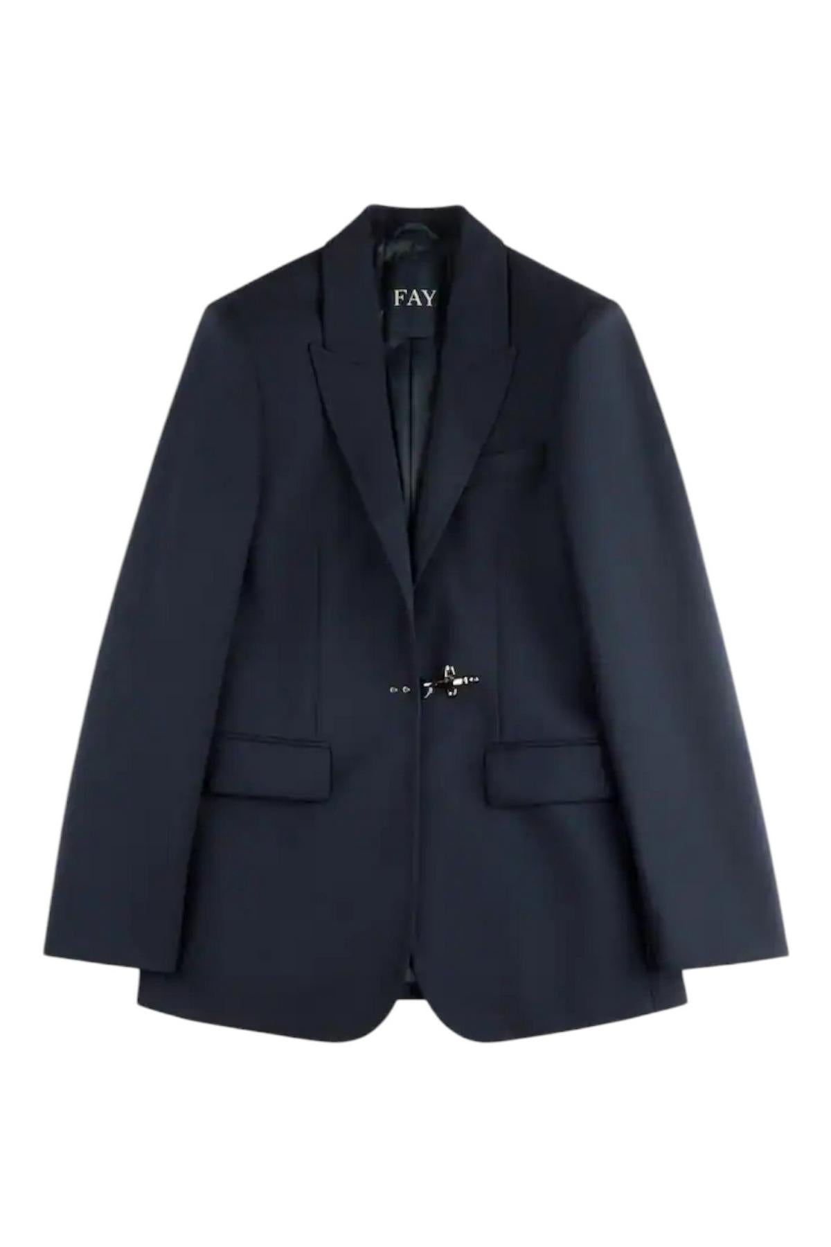 Giacca donna Monopetto in Tela di Lana blu 