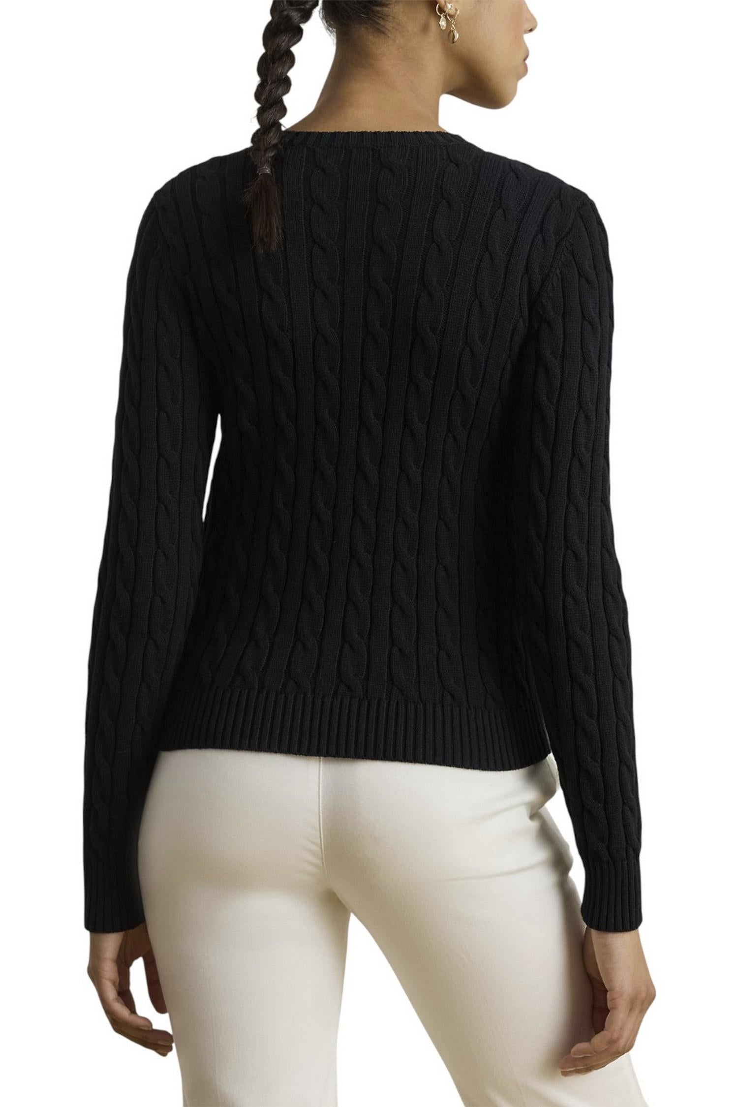 cardigan donna a trecce nero 