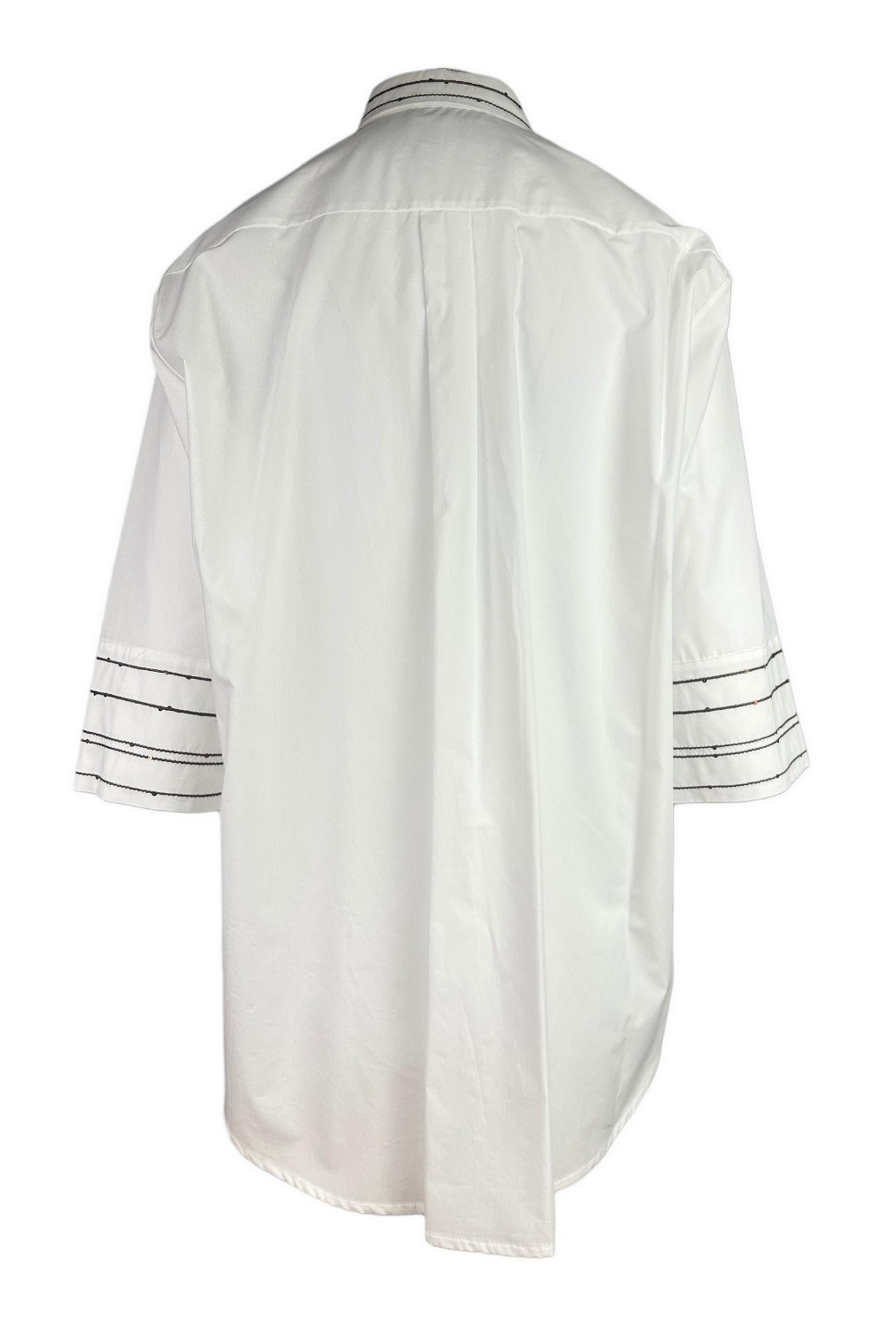 camicia donna con pailletttes bianco e marrone 