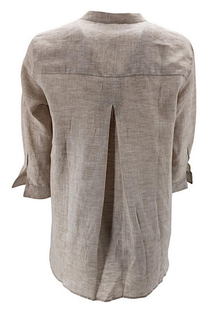 Camicia donna modello coreana in lino sabbia 