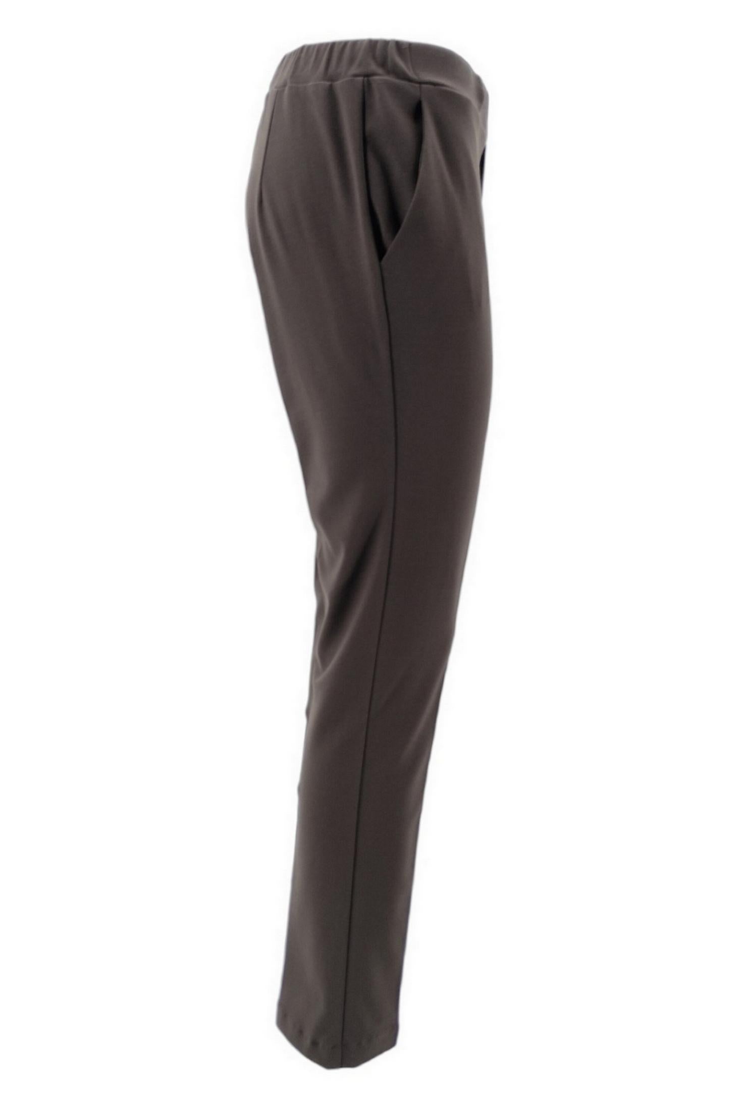 Pantalone donna in punto milano marrone 