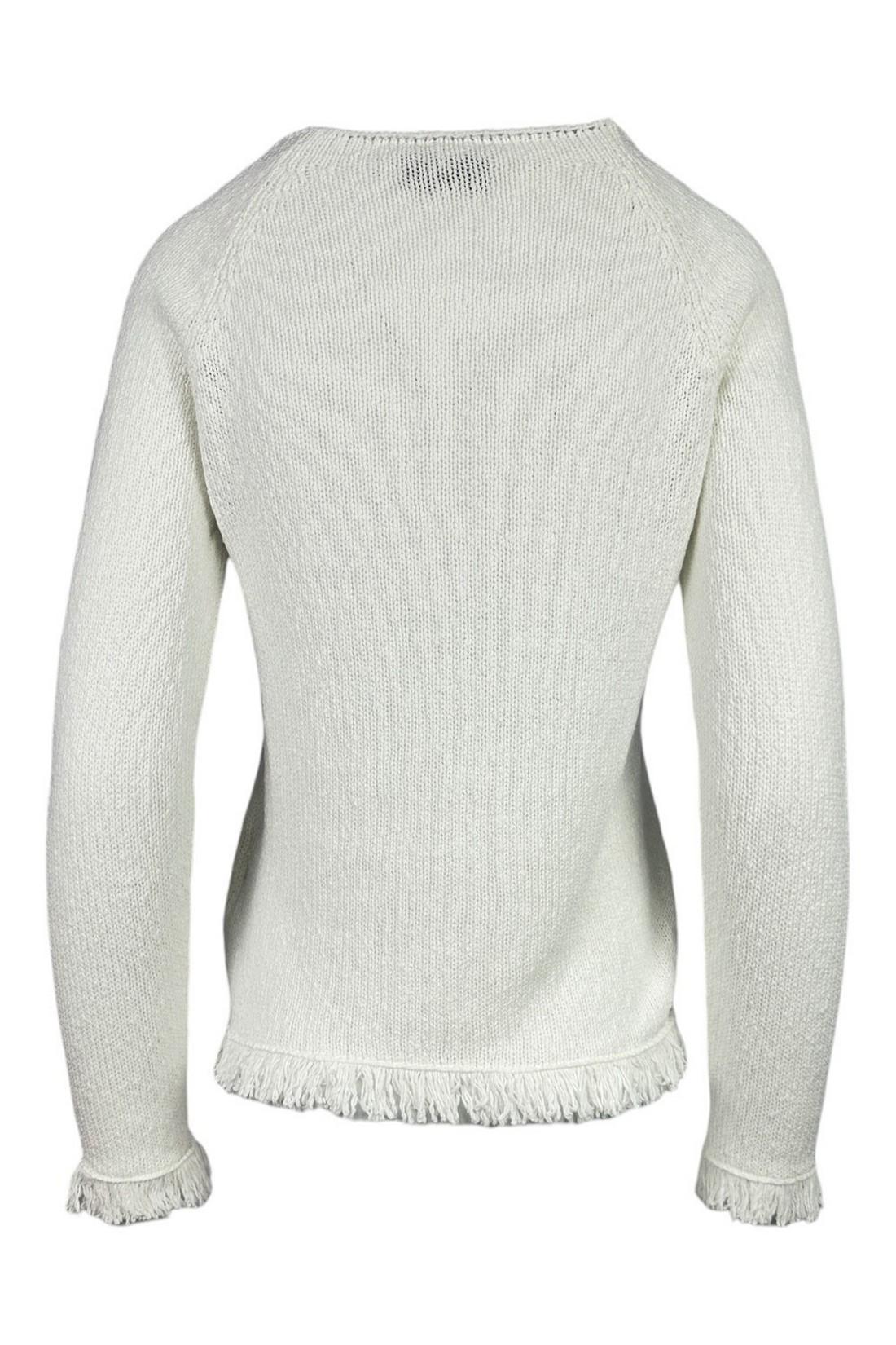 maglia donna latte con frange 
