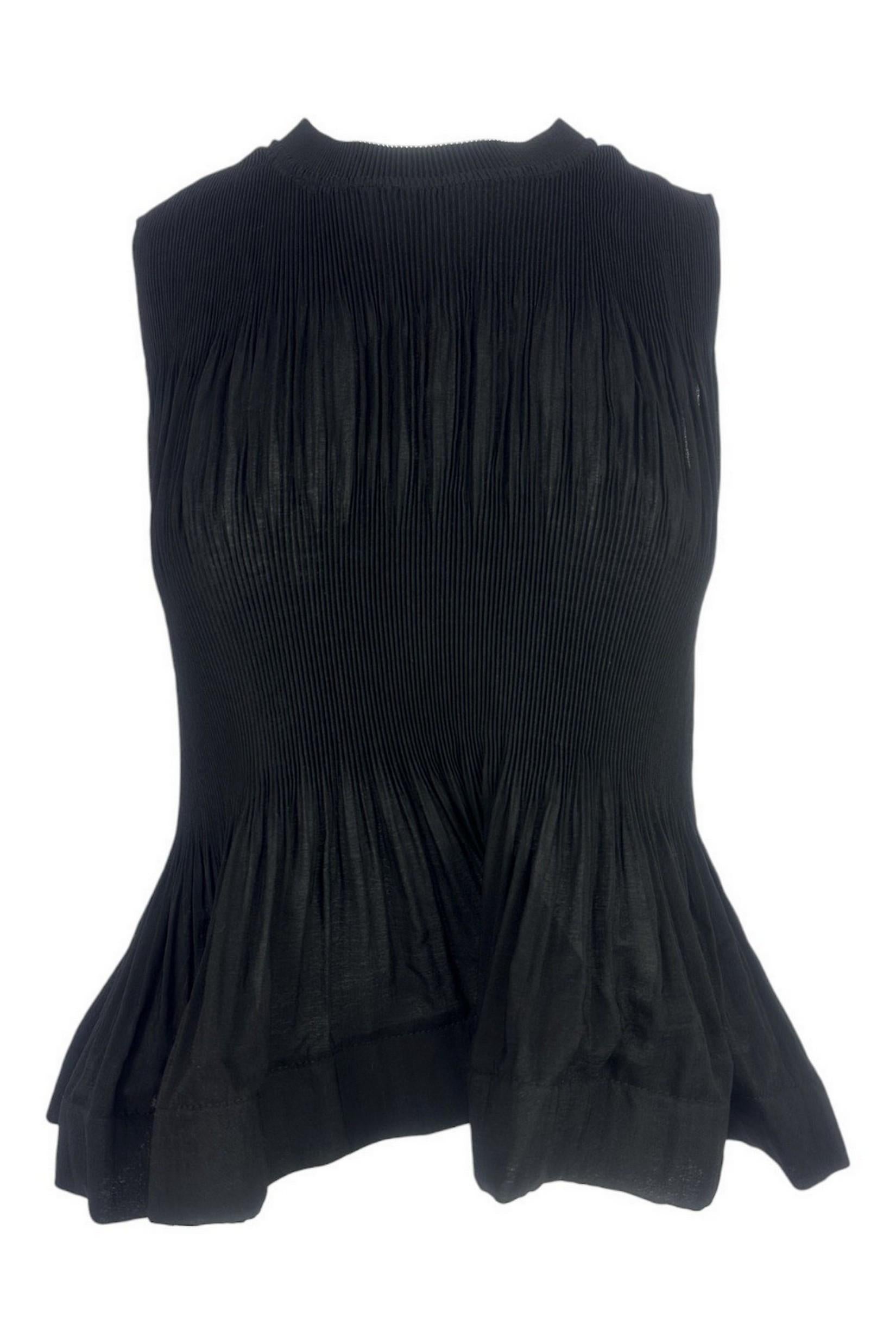 top donna con plisset e balze nero 