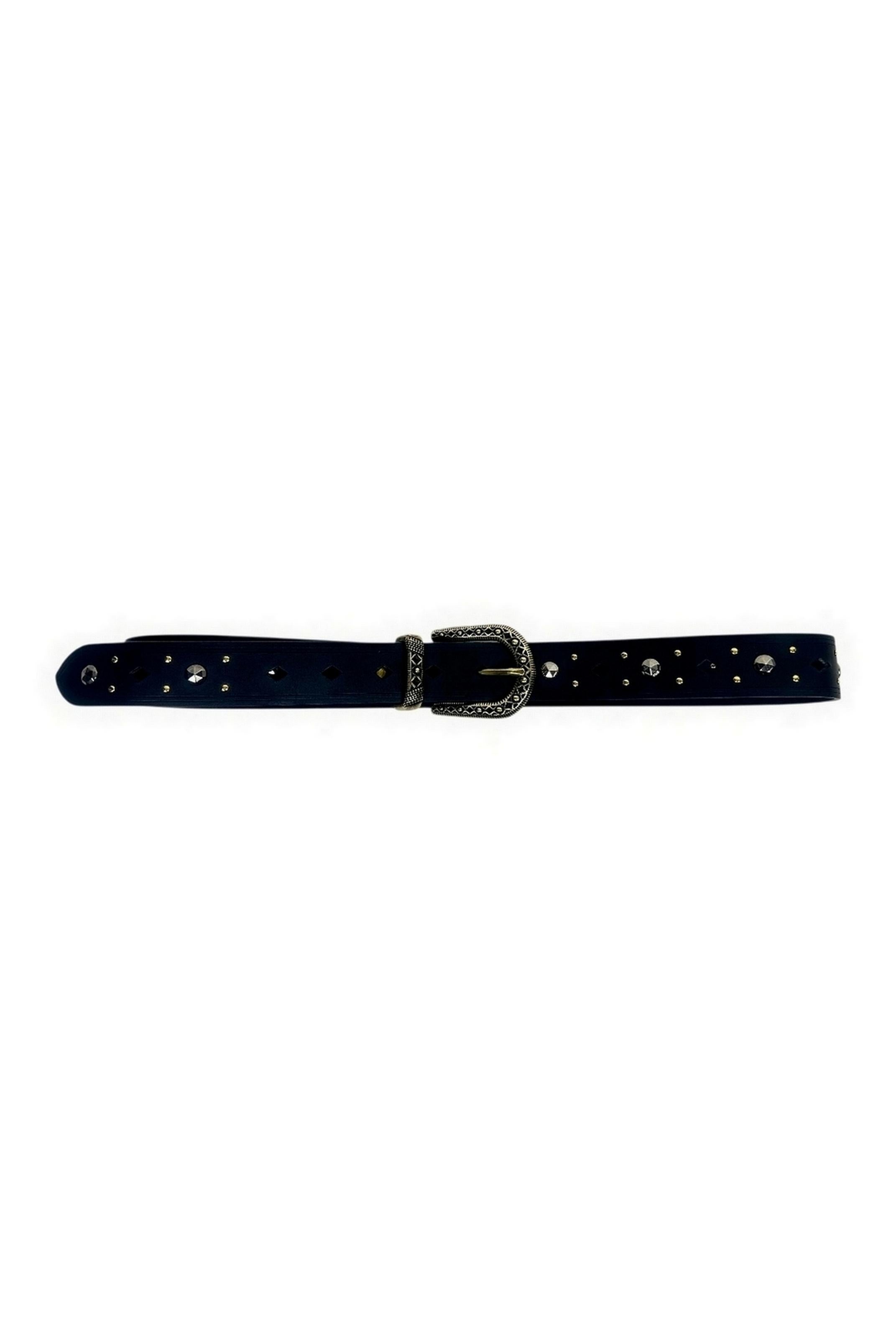 cintura donna nera con strass 