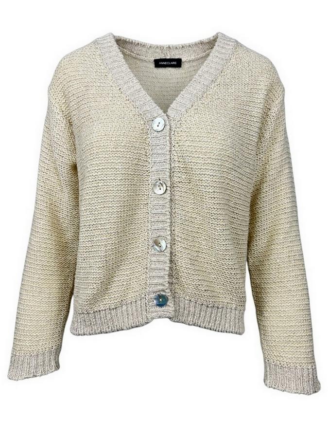 cardigan donna con paillettes sabbia 