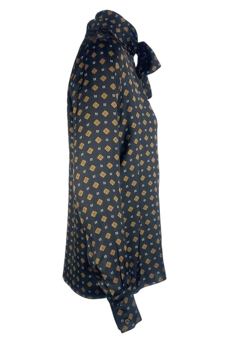 camicia donna fantasia cravatta nero 