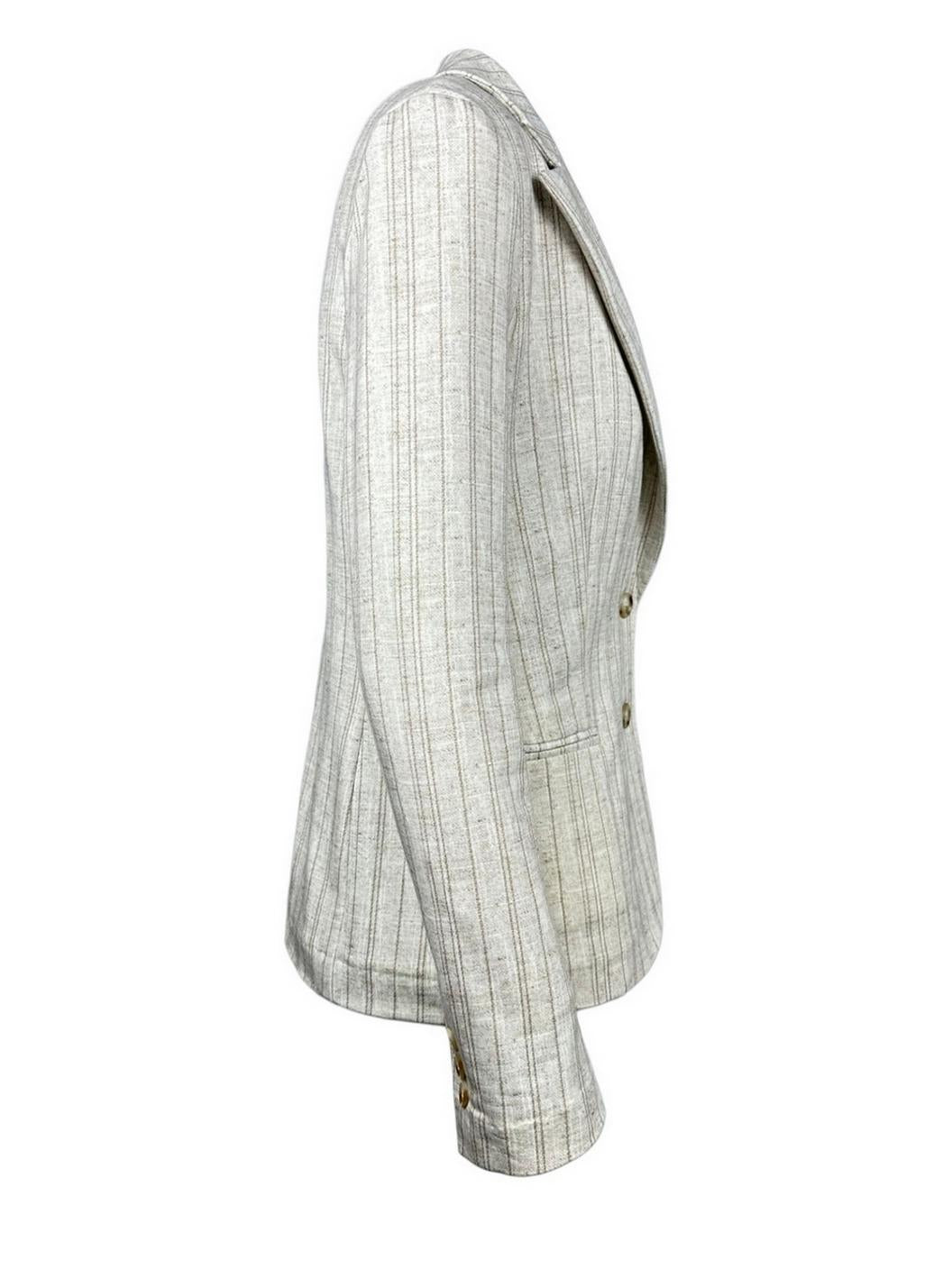giacca donna monopetto gessata avorio e beige 
