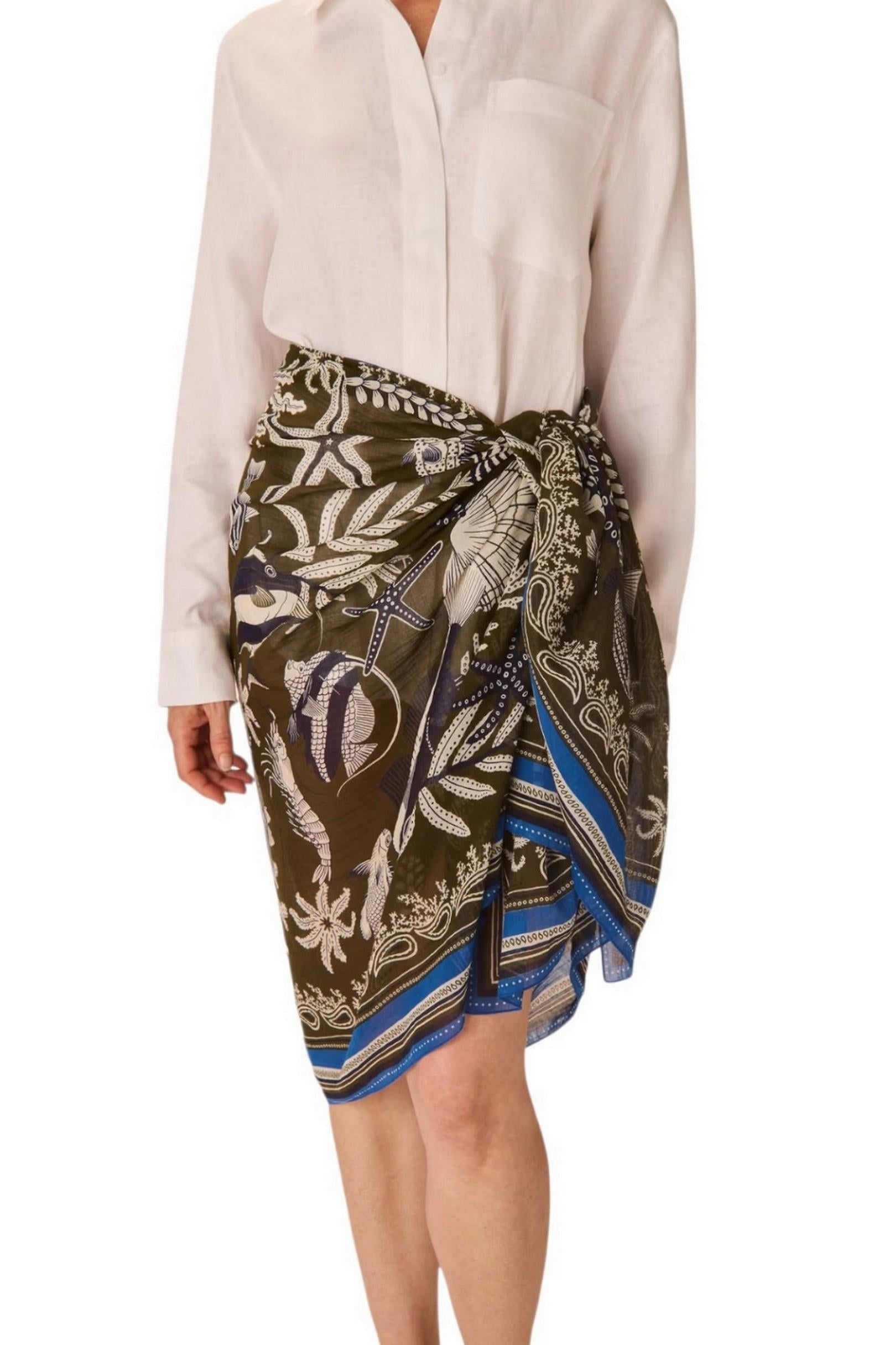 sciarpa donna 100x190 fantasia neptune militare 