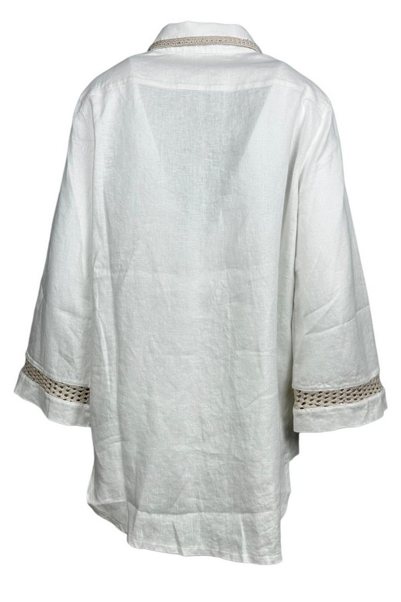 camicia donna con dettagli uncinetto bianca 