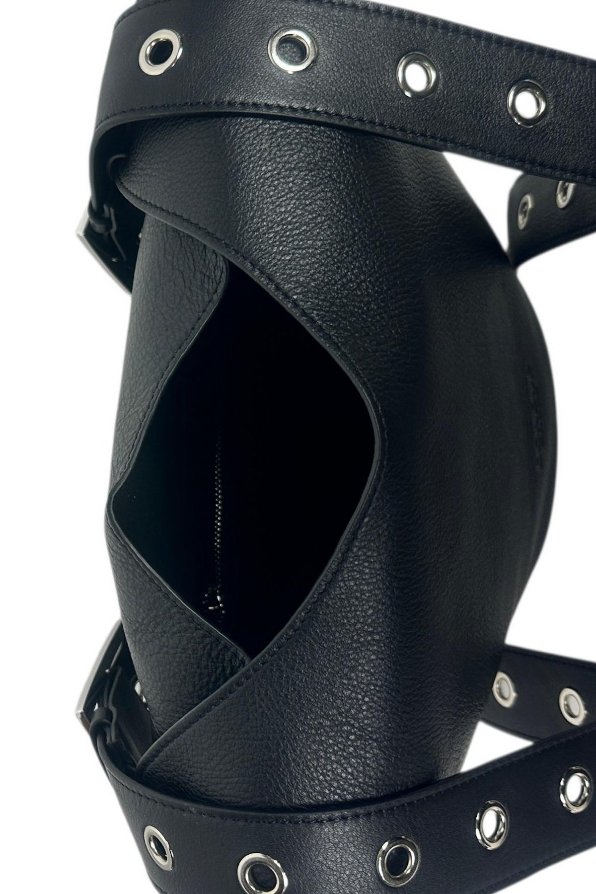 bisaccia media donna in pelle nero 
