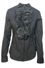 camisa de mujer con volantes de organza negra Camicetta Snob