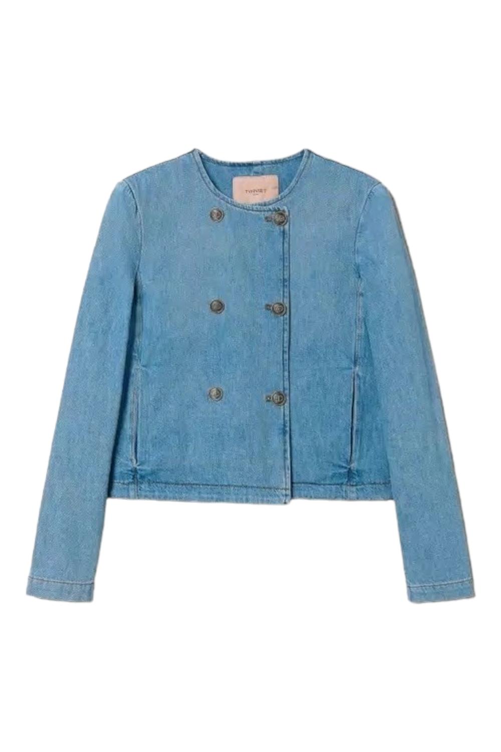 Giacca donna coreana in jeans denim chiaro 