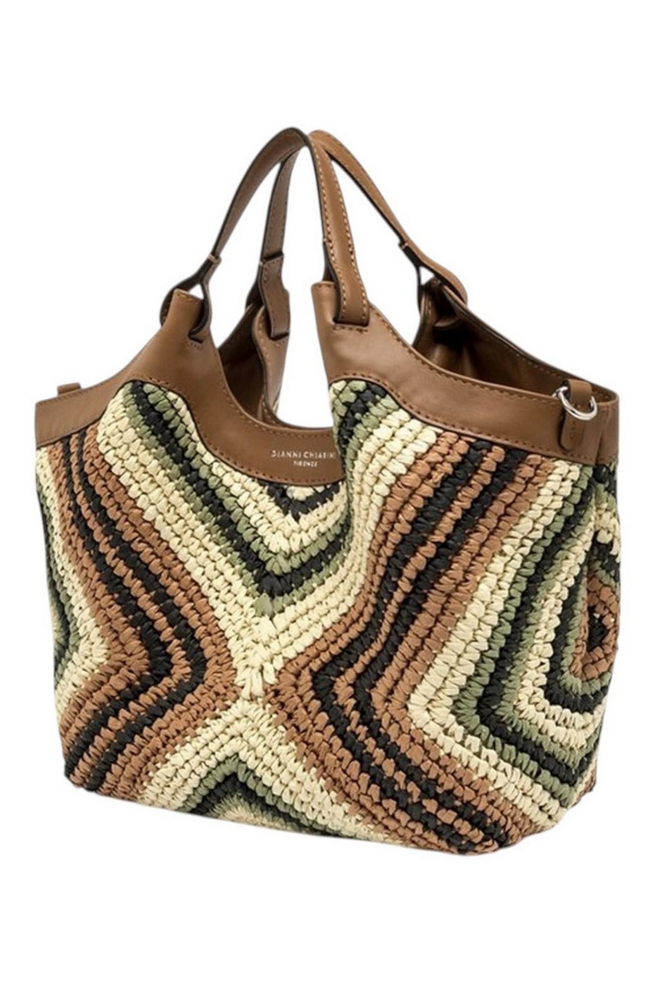 borsa donna dua media in paglia intrecciata multicolor 