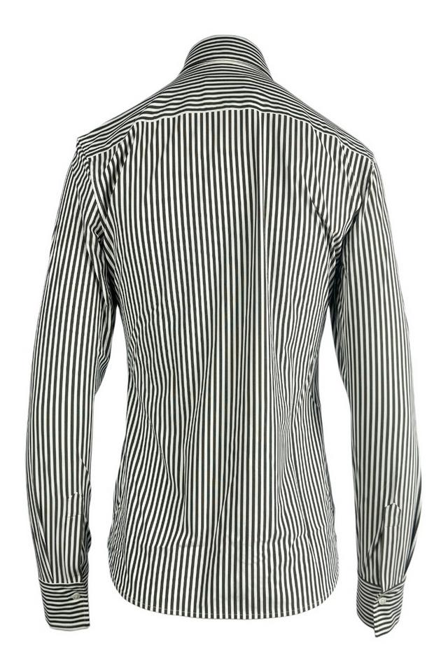 camicia donna in tessuto active a righe bianco e marrone 