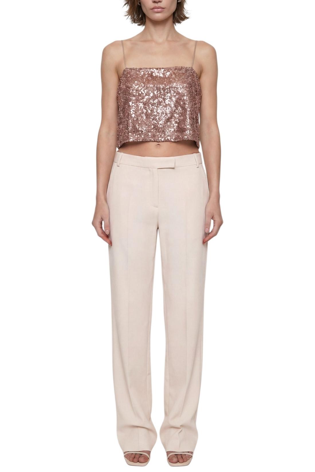 top donna con  paillettes cipria 