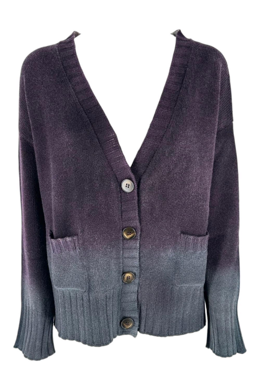 Cardigan donna a scatola degradè melanzana 