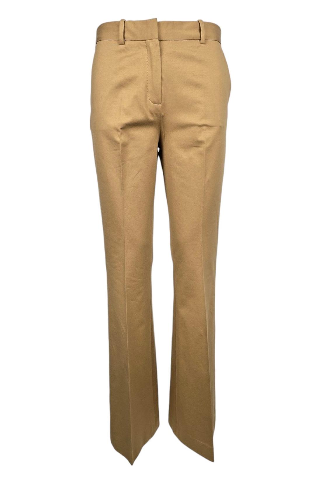 pantaloni donna a zampa in filo di scozia cammello 
