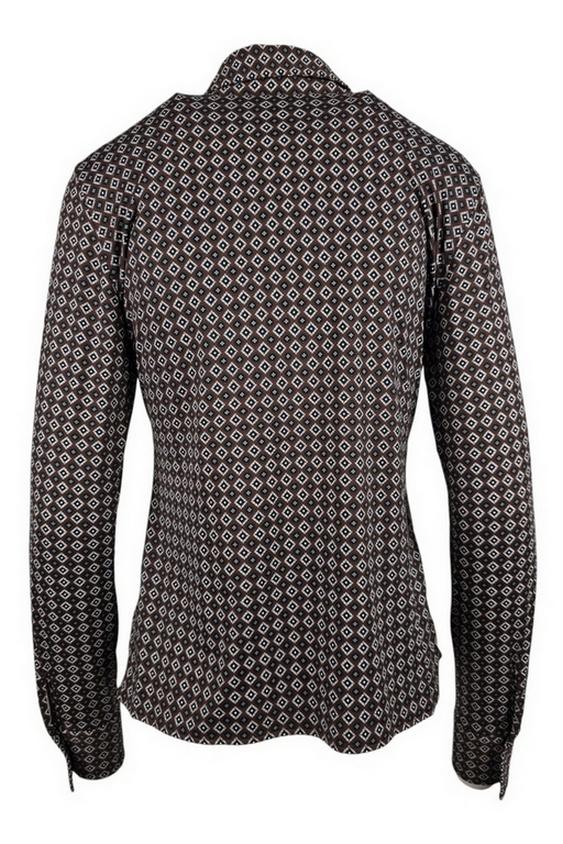 camicia donna skin like fantasia  cravatta marrone e nera 