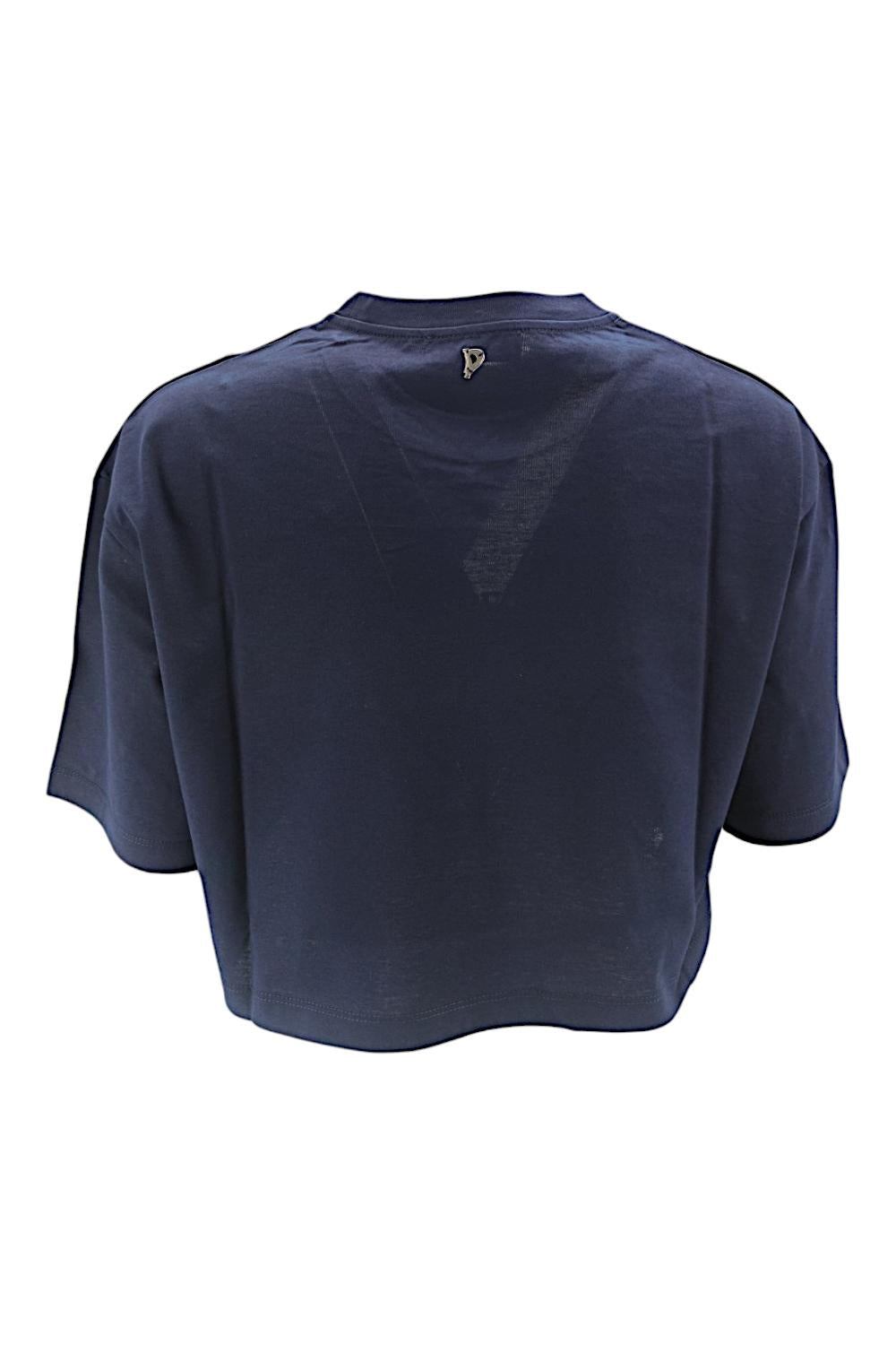 T-shirt cropped donna strass blu 
