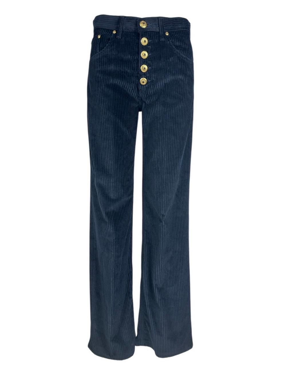 pantalone donna jaqueline in velluto costa roccia blu 