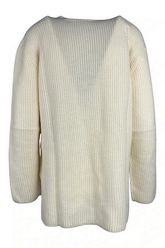 cardigan donna a coste panna 
