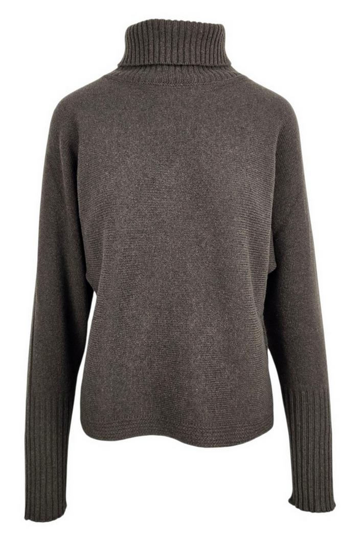 maglia donna dolcevita corta marrone 