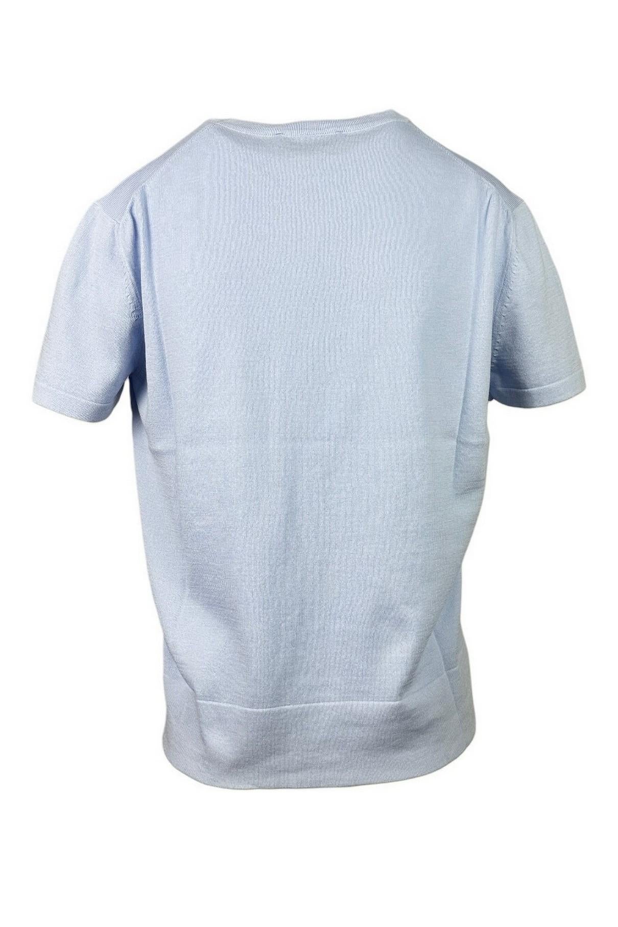 t-shirt donna in maglia azzurro 