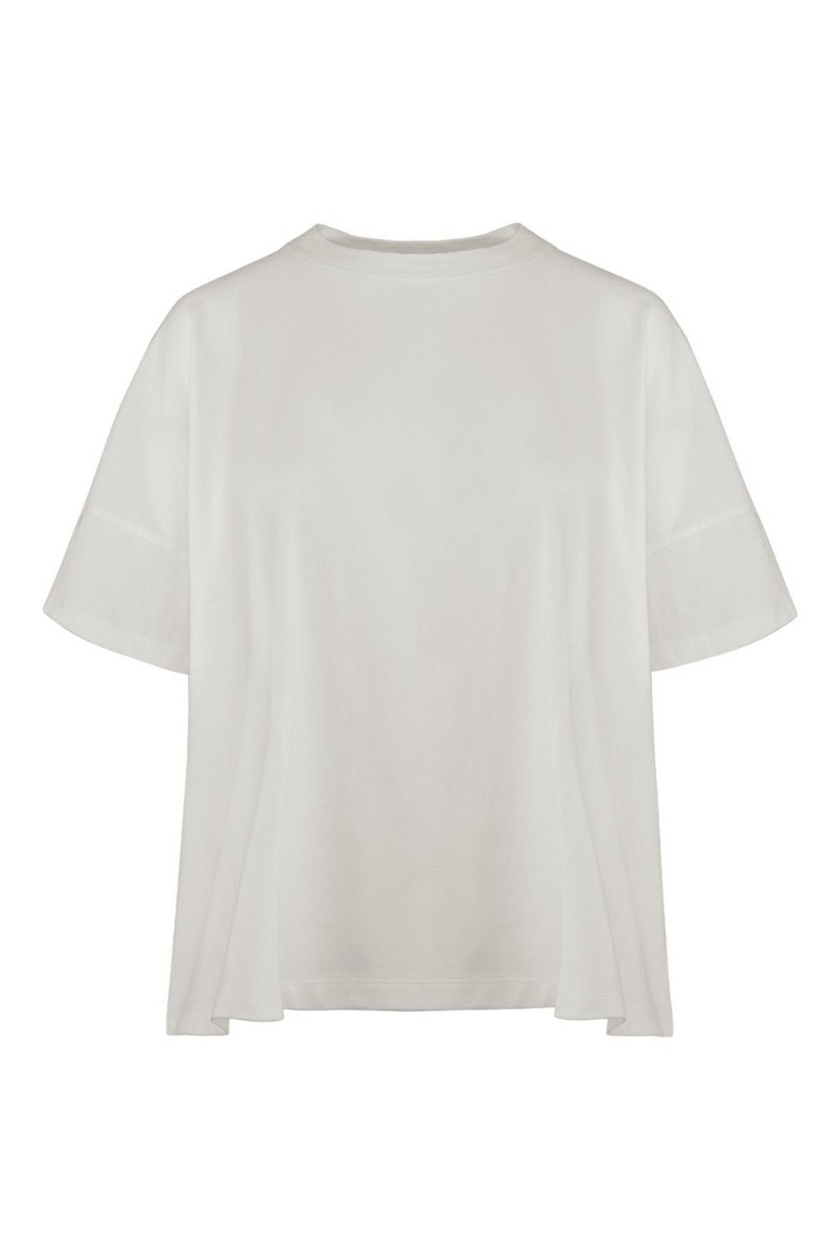 t-shirt donna mezza manica a scatola in cotone bianco 