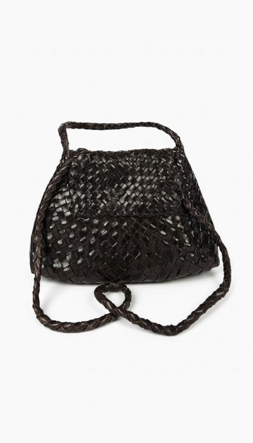 doctor bag donna in pelle intrecciata marrone. 