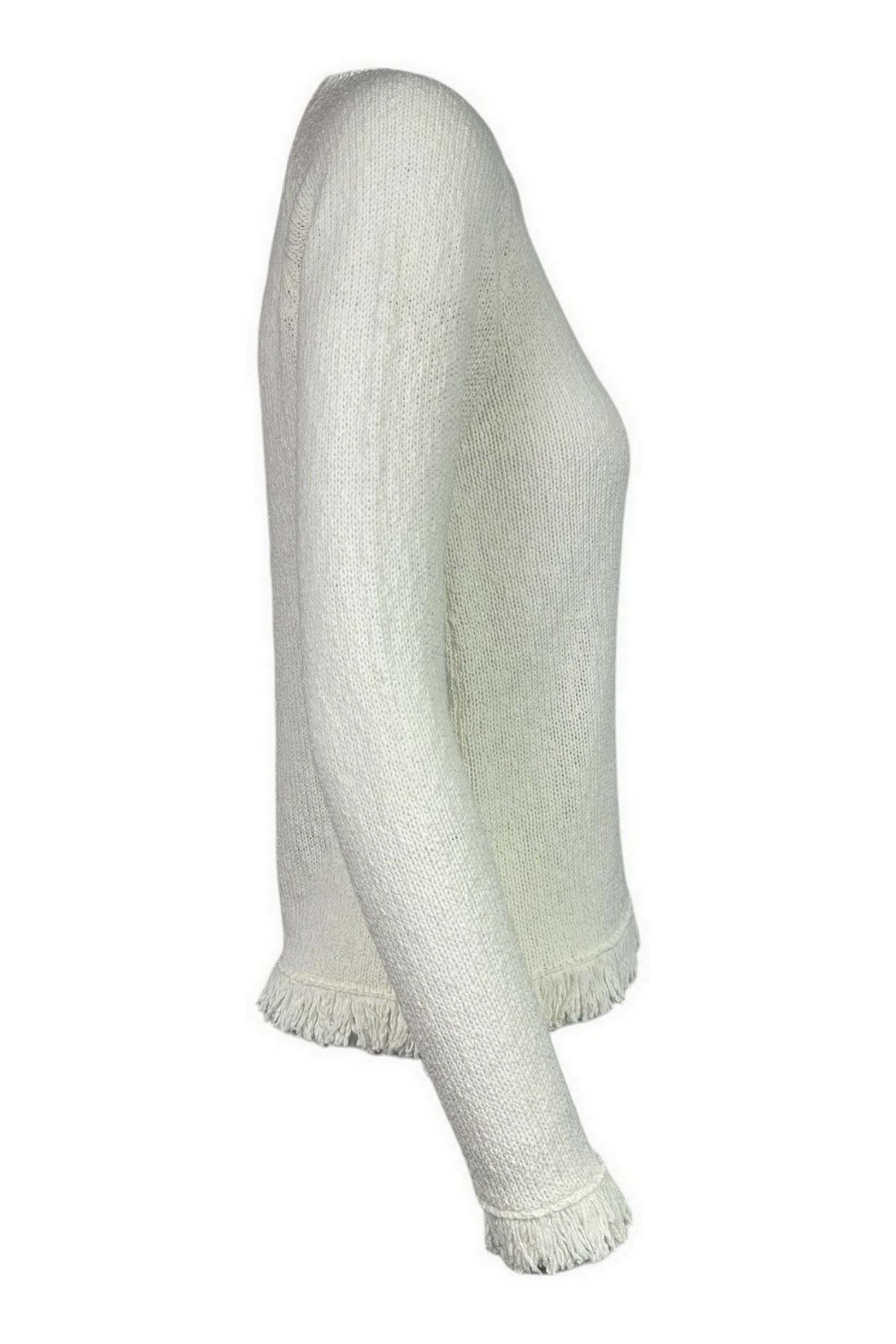 maglia donna latte con frange 