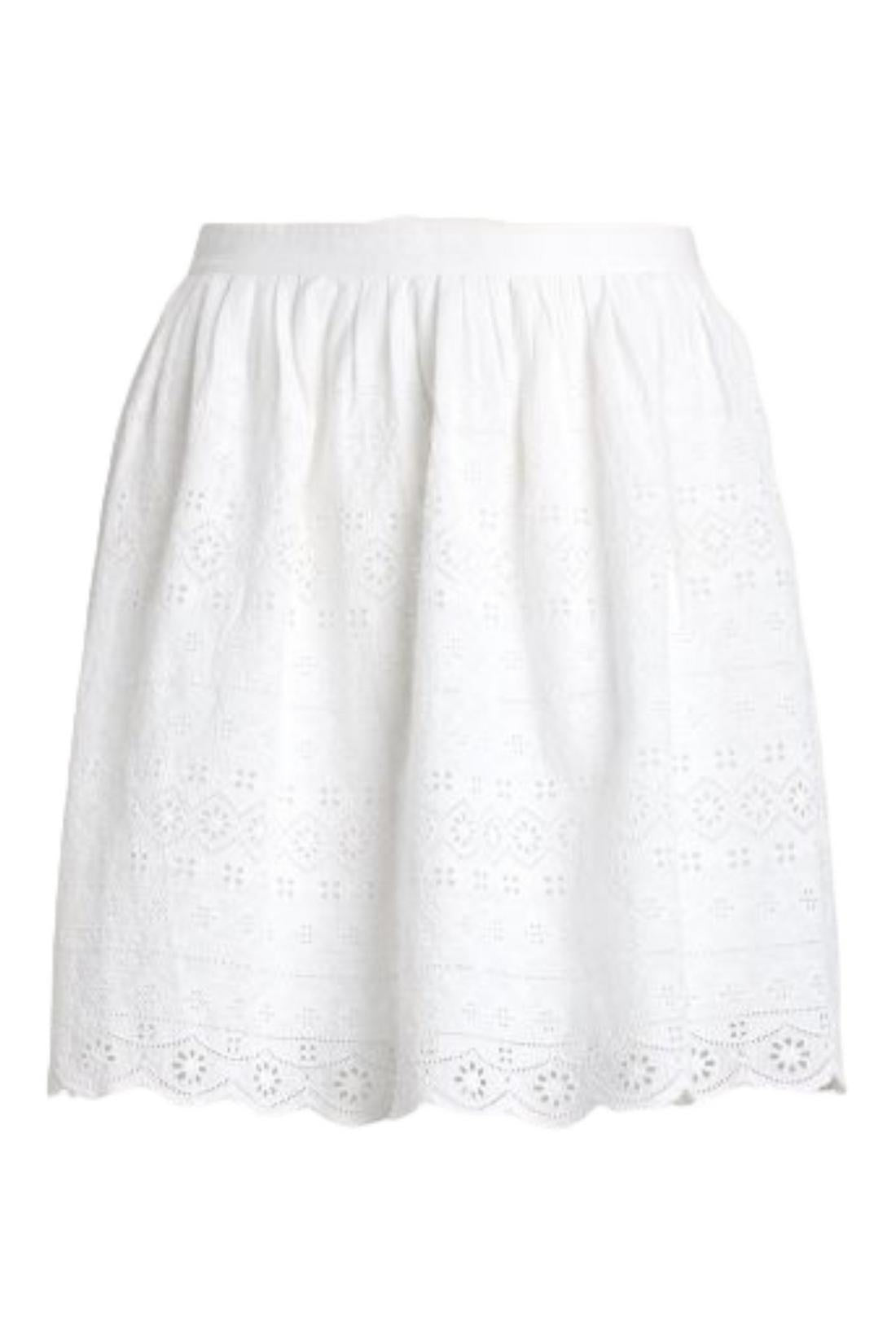 gonna donna corta in sangallo bianco 